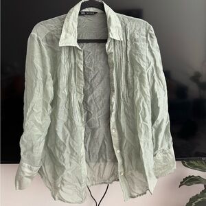 Green Zara button down. Super lightweight